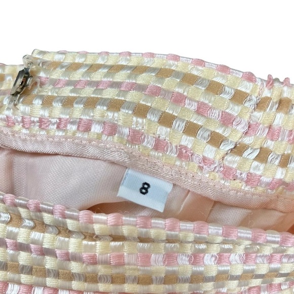 Victor Costa Nahdree Tweed Jacket Skirt 2 Pc Set Church Suit Peach Pink Size 8 - Picture 12 of 13